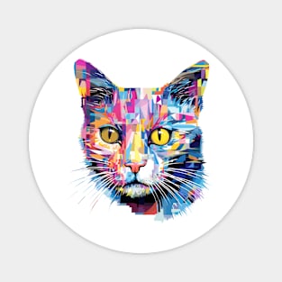 Cat Pet World Animal Lover Furry Friend Abstract Magnet